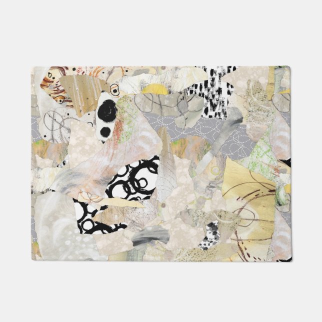 Neutral Elegant Abstract Collage Design ドアマット (正面)