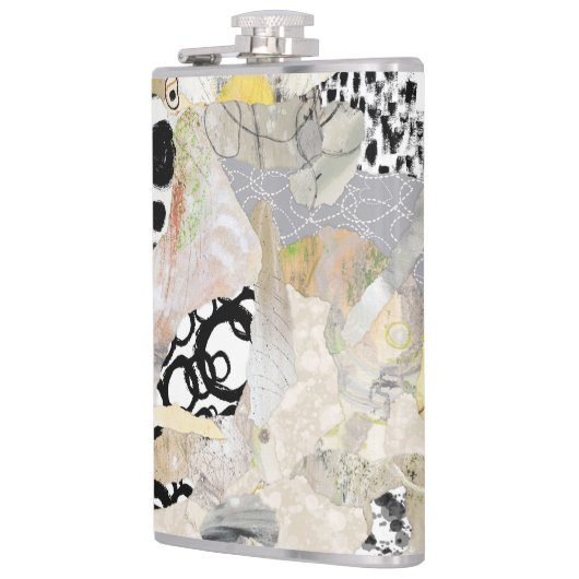 Neutral Elegant Abstract Collage Design フラスク (左)