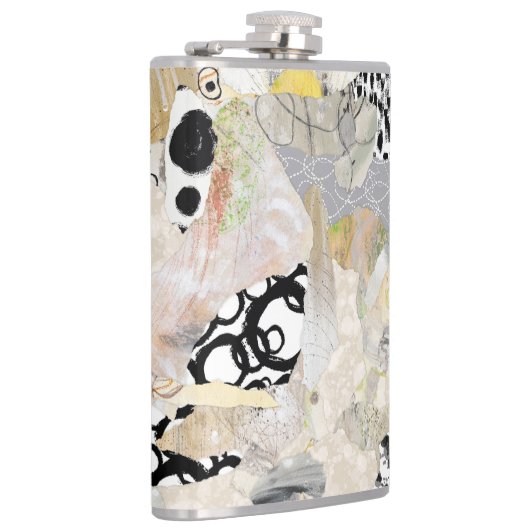 Neutral Elegant Abstract Collage Design フラスク (右)