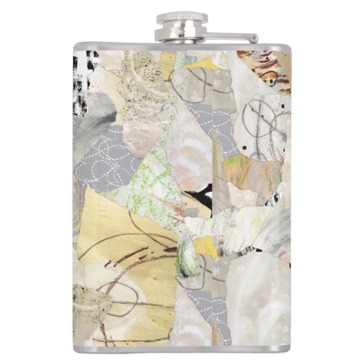 Neutral Elegant Abstract Collage Design フラスク (裏面)