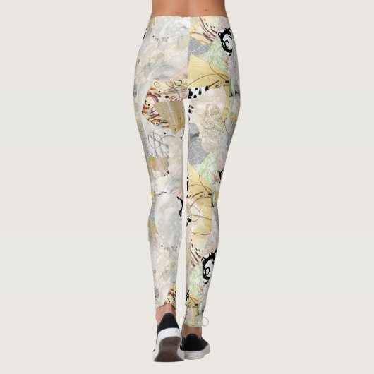 Neutral Elegant Abstract Collage Design レギンス (裏面)