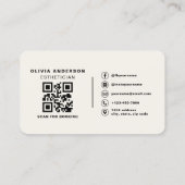 Neutral Esthetician Skincare QR Code Professional 名刺 (裏面)