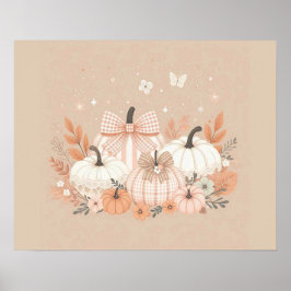 Neutral Fall Pumpkin Wall Art ポスター