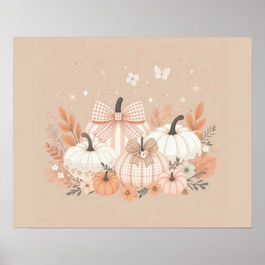 Neutral Fall Pumpkin Wall Art ポスター (正面)