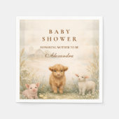 Neutral Farm Friends Baby Shower スタンダードカクテルナプキン (正面)