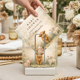 Neutral Farm Friends Baby Shower スタンダードカクテルナプキン