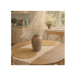 Neutral Farmhouse Faux Wrapped Canvas Print ウッドウォールアート