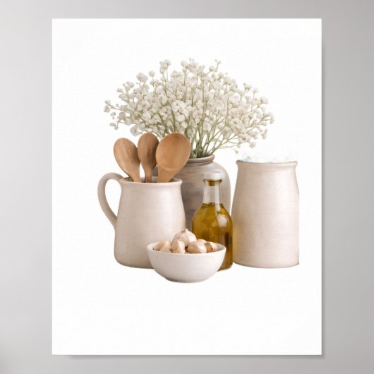  Neutral Farmhouse Kitchen Still Life Frame Ready  ポスター (正面)