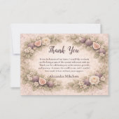 Neutral Fig Floral 1st Birthday サンキューカード (正面)