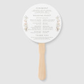 Neutral Floral Blush Monogram Wedding Program ハンドファン (裏面)