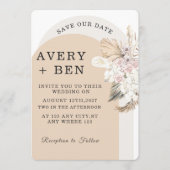 Neutral Floral Save the Date Invitation  招待状 (正面)