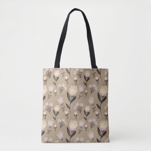 Neutral Floral Tote Bag | Soft Blush Botanical トートバッグ (正面)