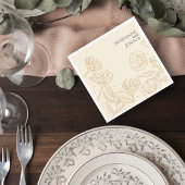 Neutral Floral Wedding Cocktail Napkin スタンダードカクテルナプキン