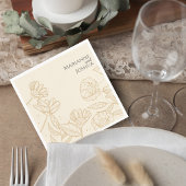Neutral Floral Wedding Cocktail Napkin スタンダードカクテルナプキン