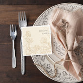 Neutral Floral Wedding Cocktail Napkin スタンダードカクテルナプキン