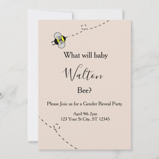 Neutral Gender Reveal Invitations Bee Themed 招待状 (正面)