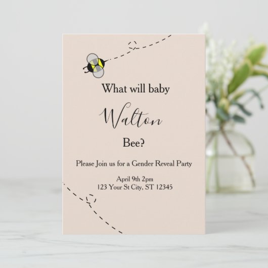 Neutral Gender Reveal Invitations Bee Themed 招待状 (スタンド正面)
