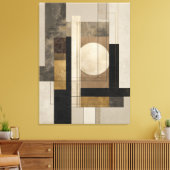 Neutral Geometric Abstract, Beige Black Gold キャンバスプリント (インサイチュ (リビング))