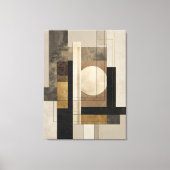 Neutral Geometric Abstract, Beige Black Gold キャンバスプリント (正面)