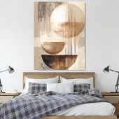 Neutral Geometric Abstract Beige Brown Minimalist キャンバスプリント (インサイチュ (寝室))