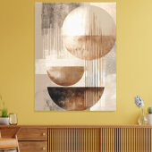 Neutral Geometric Abstract Beige Brown Minimalist キャンバスプリント (インサイチュ (リビング))