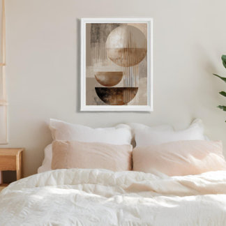 Neutral Geometric Abstract Beige Brown Minimalist キャンバスプリント