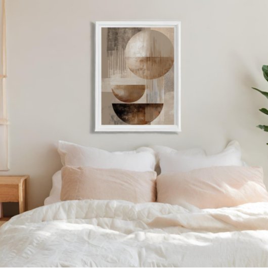 Neutral Geometric Abstract Beige Brown Minimalist キャンバスプリント