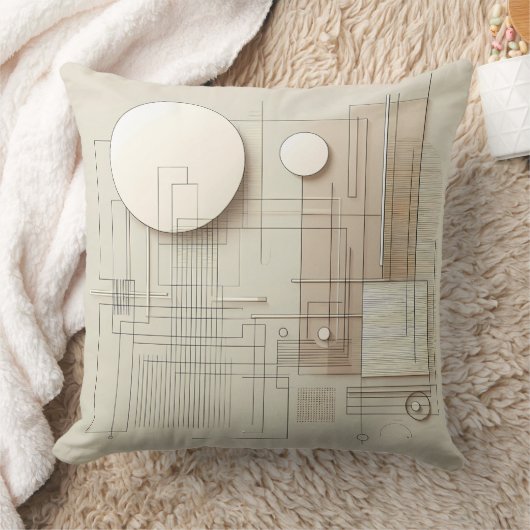 Neutral Geometric Composition クッション (ブランケット)