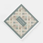 Neutral Geometric Green Napkins Custom Name Chic (コーナー)