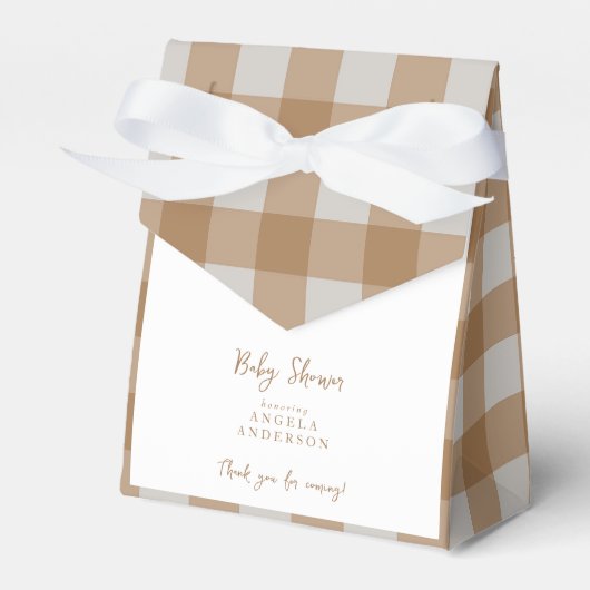 Neutral Gingham Baby Shower Thank You Favor Box フェイバーボックス (正面サイド)