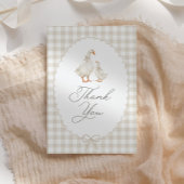 Neutral Gingham Silly Goose Baby Shower サンキューカード