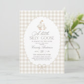 Neutral Gingham Silly Goose Baby Shower 招待状 (スタンド正面)