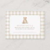 Neutral Gingham Teddy Bear Diaper Raffle Ticket エンクロージャーカード (正面)