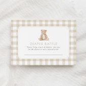 Neutral Gingham Teddy Bear Diaper Raffle Ticket エンクロージャーカード