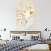 Neutral Gold Accents Abstract Geometric Canvas キャンバスプリント (インサイチュ (寝室))