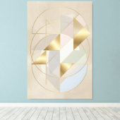 Neutral Gold Accents Abstract Geometric Canvas キャンバスプリント (インサイチュ (ウッドフロア))