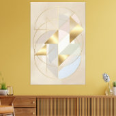 Neutral Gold Accents Abstract Geometric Canvas キャンバスプリント (インサイチュ (リビング))