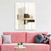 Neutral Gold Geometric Abstract キャンバスプリント (インサイチュ (リビング))