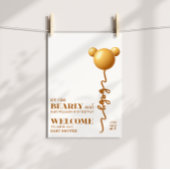 Neutral Gold Teddy Balloon Bearly Wait Poster ポスター