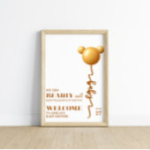 Neutral Gold Teddy Balloon Bearly Wait Poster ポスター