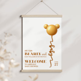 Neutral Gold Teddy Balloon Bearly Wait Poster ポスター