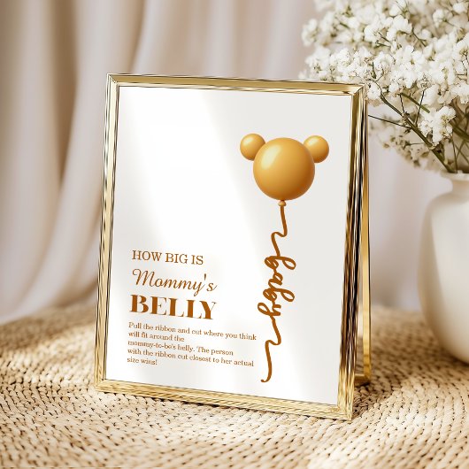 Neutral Gold Teddy Balloon Belly Game ポスター