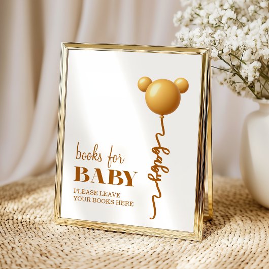 Neutral Gold Teddy Balloon Books for Baby ポスター