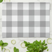 Neutral Gray Buffalo Check Plaid Rustic Farmhouse キッチンタオル (折り畳み)