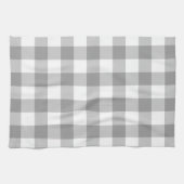 Neutral Gray Buffalo Check Plaid Rustic Farmhouse キッチンタオル (横)