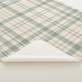 Neutral Green Beige Plaid シェルパブランケット