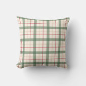 Neutral Green Plaid Farmhouse Throw Pillow クッション (正面)