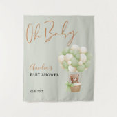 Neutral Green Teddy Bear Oh Baby Balloon  タペストリー (正面)