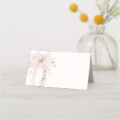 Neutral Greenery Bow Baby in Bloom プレイスカード (正面)