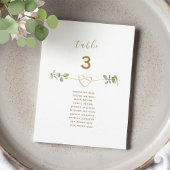 Neutral Greenery Gold Heart Wedding Seating Chart